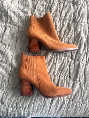 Mark Fisher Tan Suede Block Heel Ankle Boots